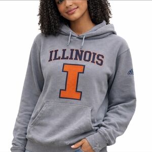 Adidas Gray and Orange Illinois Women's Hoodie